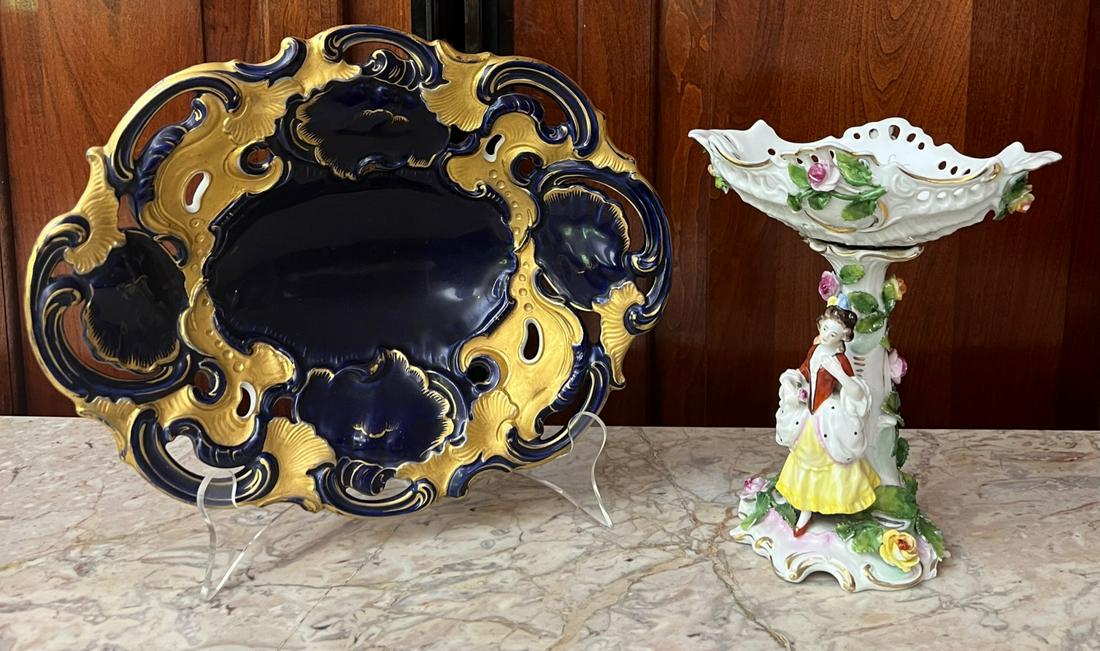 SEVRES ROCOCO PORCELAIN TRAY & A COMPOTE (1 of 8)