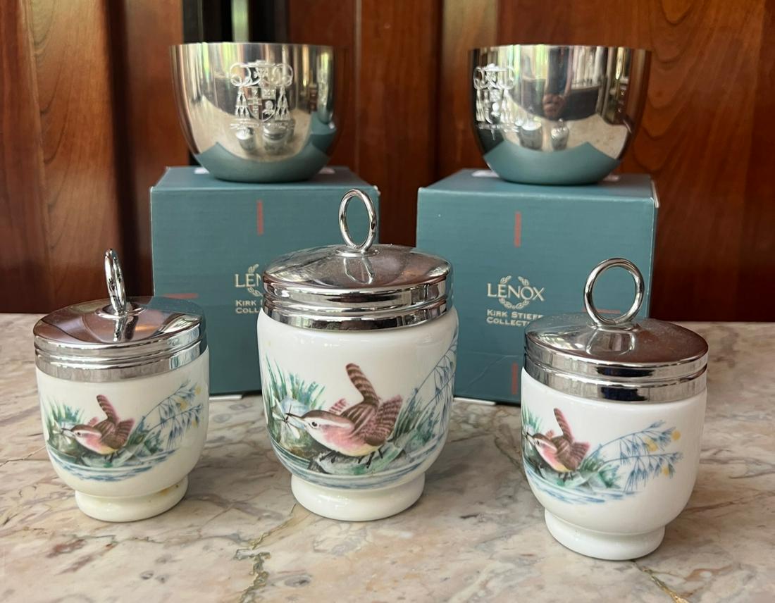 3 ROYAL WORCESTER CANNISTERS & KIRK STIEFF CUPS: 4 inches (and under)Temp No 480