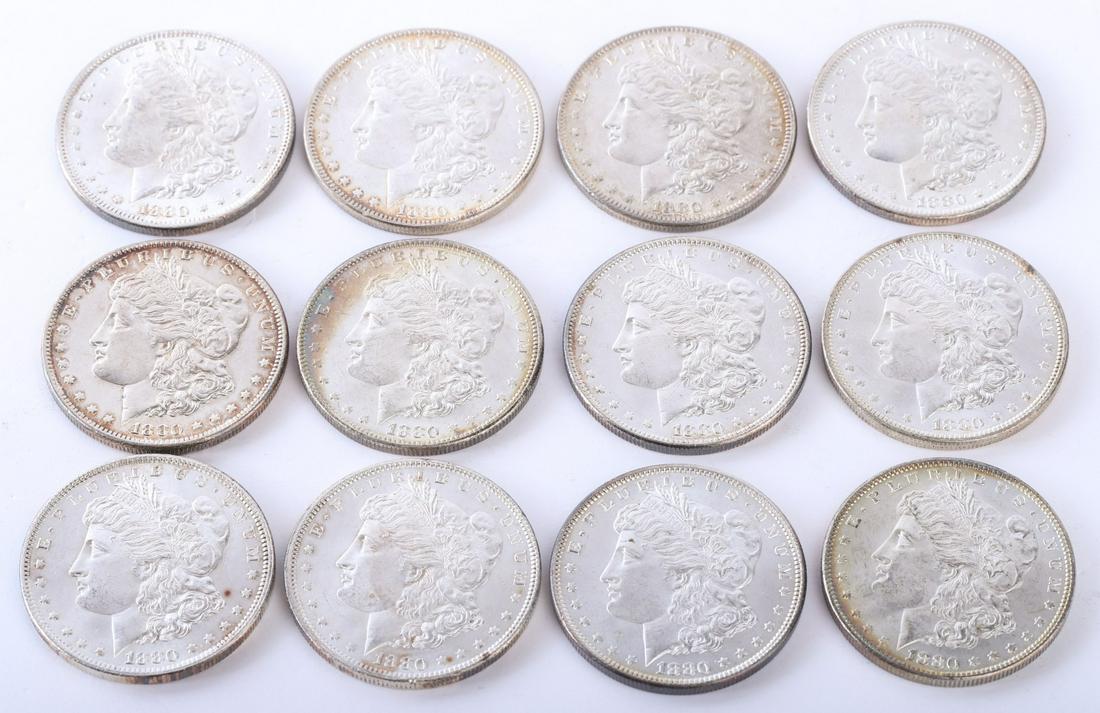 (12) 1880 HIGH-GRADE MORGAN SILVER DOLLARS (1 of 4)
