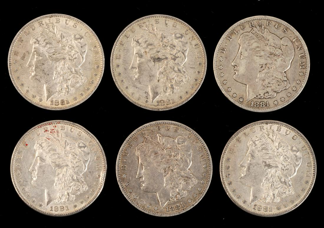 (1) 1881-CC (2) 1881-O & (3) 1881-S MORGAN DOLLARS (1 of 8)