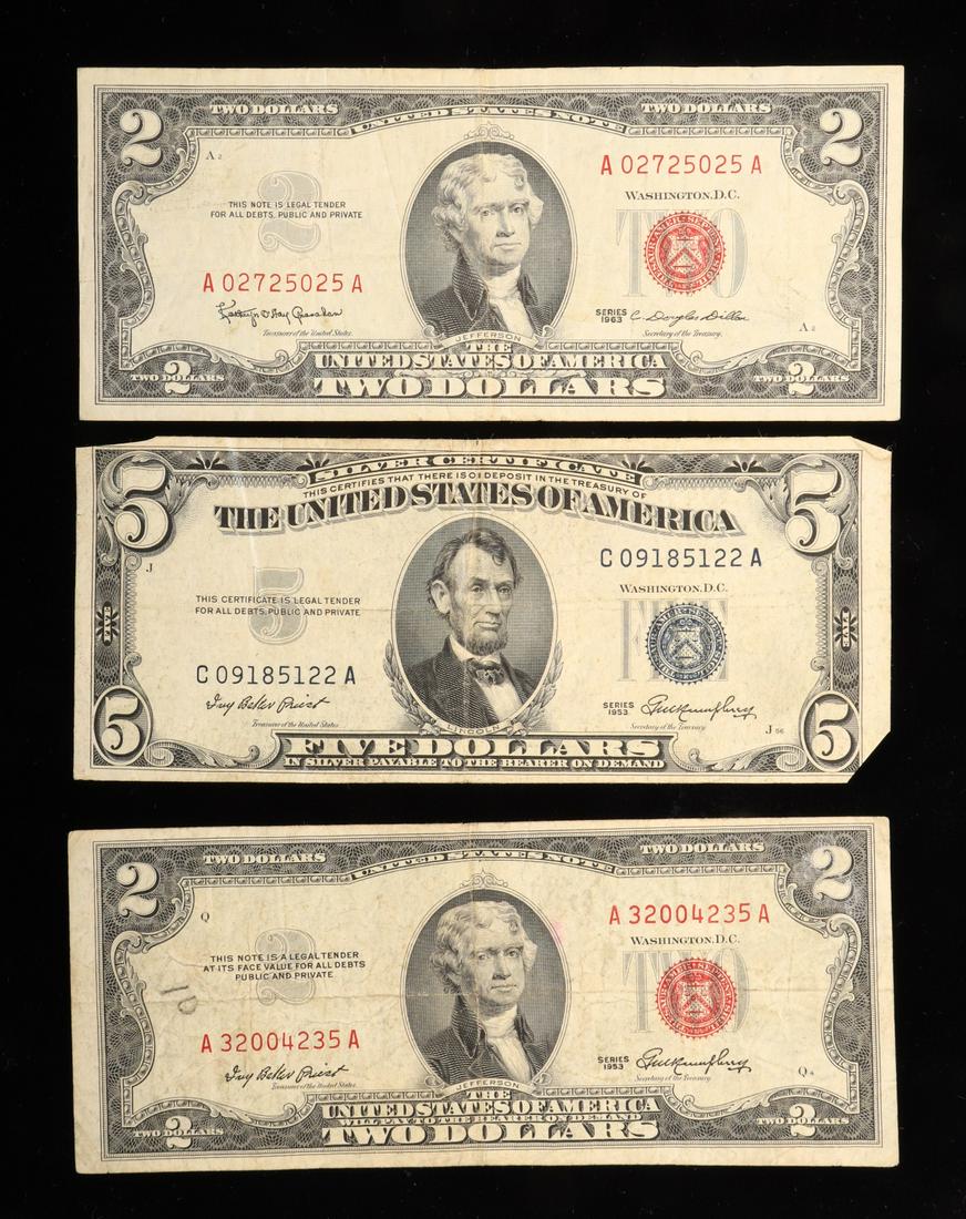 1953 $5 SILVER CERTIFICATE & 1953 / 1963 $2 BILLS (1 of 7)