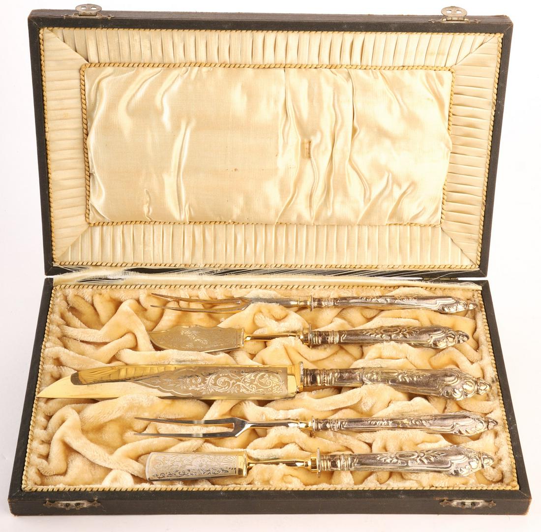 (5) PIECE ACID ETCHED VERMEIL CASED SERVING SET (1 of 8)