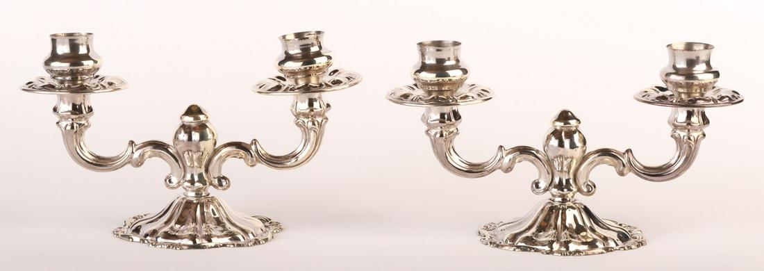 PAIR of STERLING SILVER 2-LIGHT CANDLEHOLDERS (1 of 10)