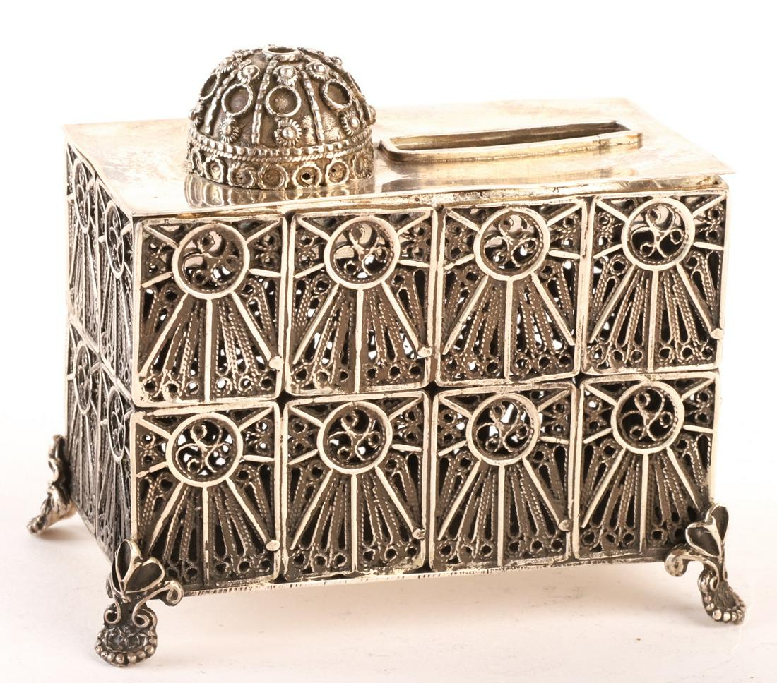 JUDAICA STERLING SILVER FILIGREE CHARITY BOX (1 of 6)