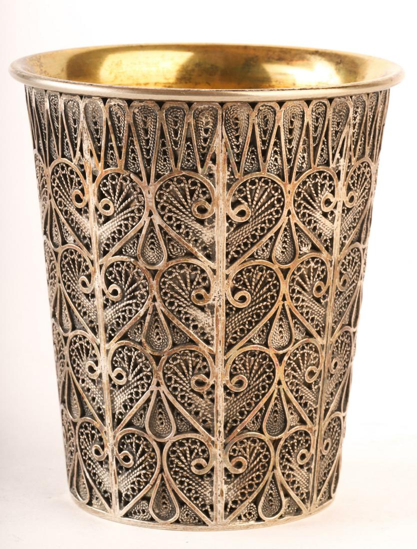 JUDAICA STERLING SILVER FILIGREE KIDDUSH CUP (1 of 5)