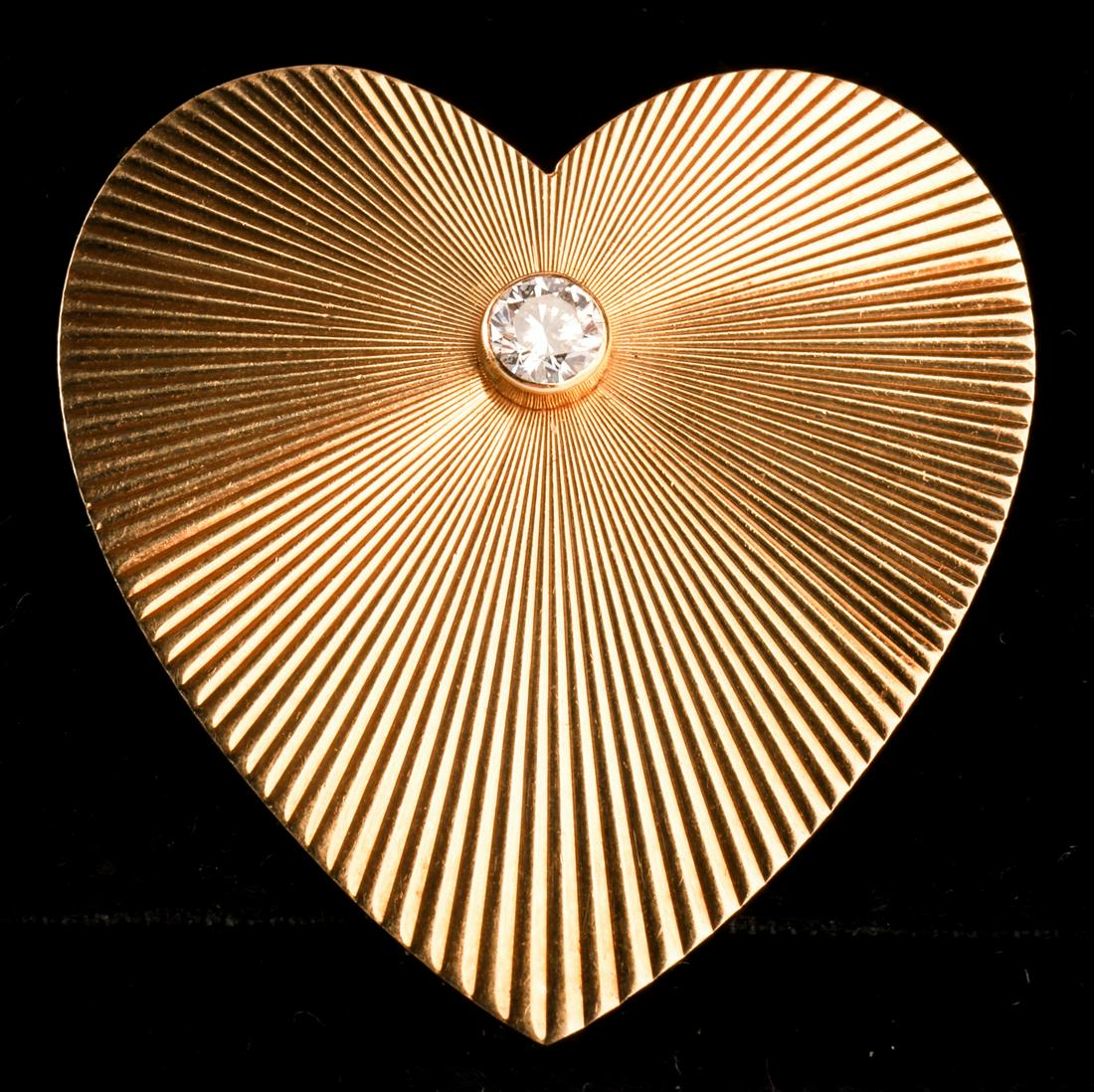 14k GOLD BROOCH SET with an OLD MINE CUT DIAMOND (1 of 4)