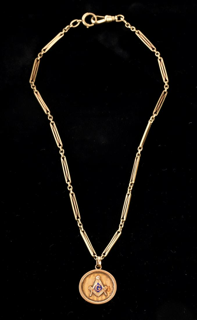 (14k) GOLD CHAIN with MASONIC FOB (1 of 3)