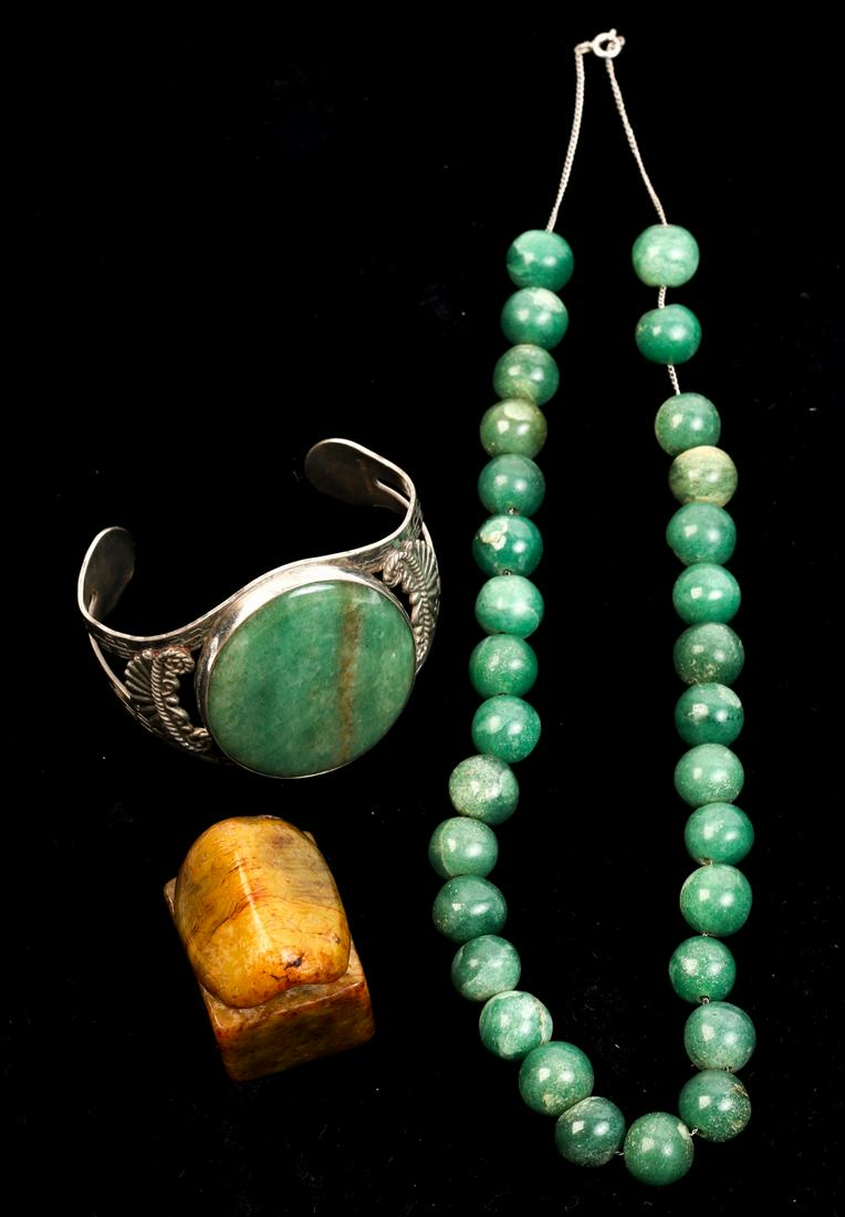 ASIAN JADE NECKLACE, CHOP & NAVAJO BRACELET (1 of 14)