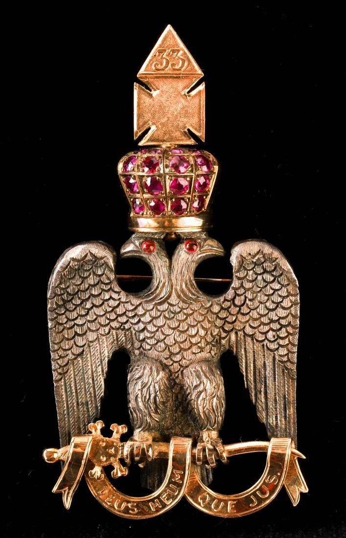 33 DEGREE SCOTTISH RITE MIXED METAL MASONIC PIN (1 of 7)