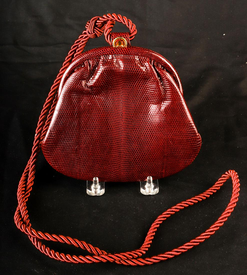 MARK CROSS SNAKESKIN PURSE: 6 x 7 inches (not including rope strap) Condition: GoodTemp No 8490
