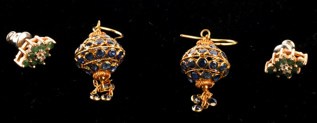 14k GOLD EMERALD & DIAMOND EARRINGS and PENDANTS (1 of 8)