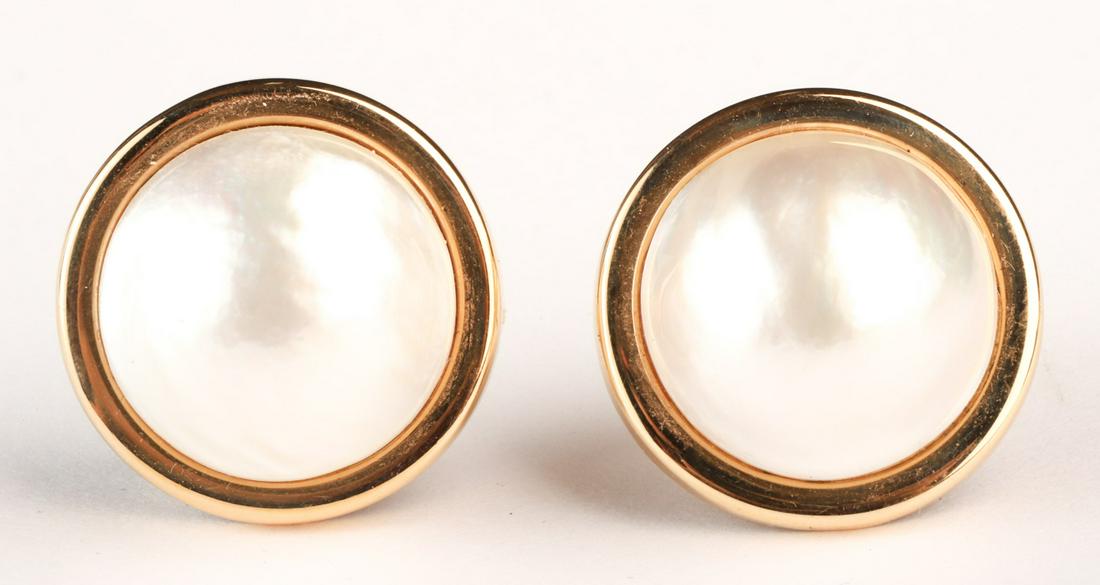 LARGE PAIR of 14k MABE PEARL EARRINGS (1 of 4)