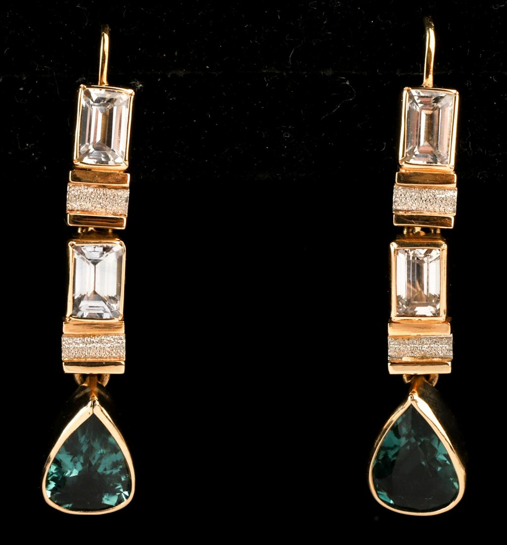 BAKSA 14k GOLD TOURMALINE & SAPPHIRE EARRINGS (1 of 5)