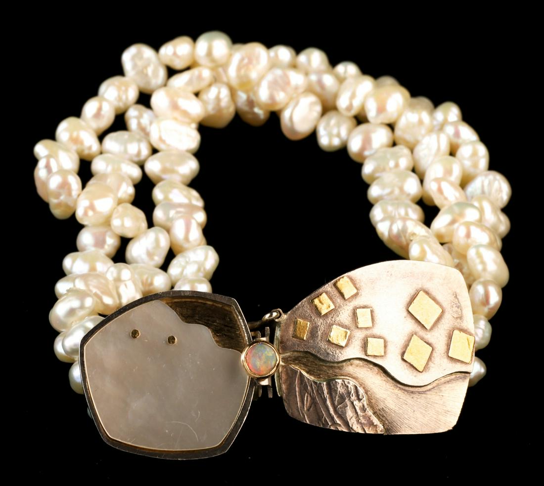 FRESHWATER PEARL and STERLING SILVER BRACELET (1 of 8)