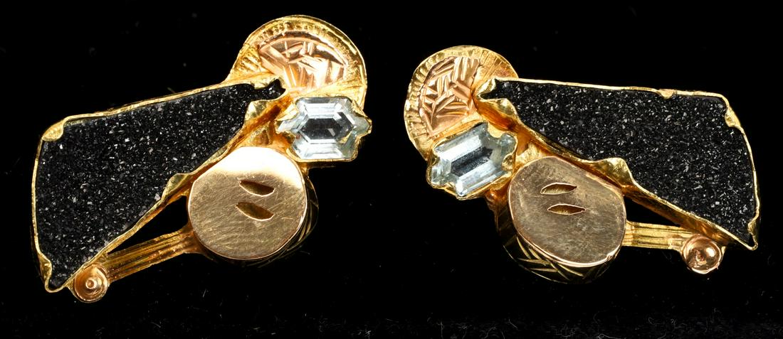 MARGARET BARNABY 18k GOLD, AZURITE & AQUA BROOCH (1 of 5)