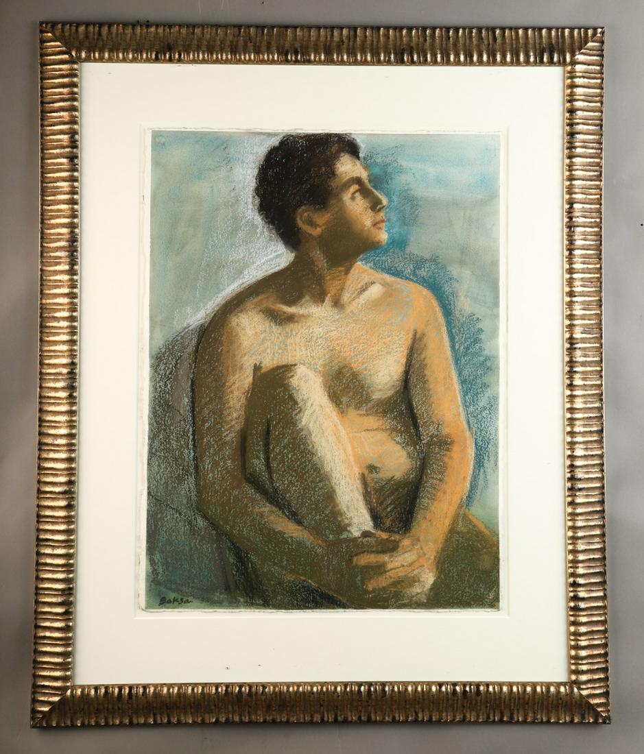TERESA BAKSA (b. 1957): "Raphael" watercolor and pastel 30 x 22 inches (not including frame). signed. custom framed. Teresa Baksa: Graduate of Harvard University Extension School, A.L.B. cum laude, 1989, Cambridge, Massachus