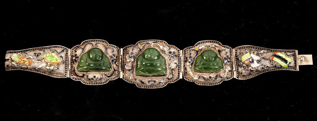 ASIAN ENAMELED SILVER FILIGREE BRACELET (1 of 8)