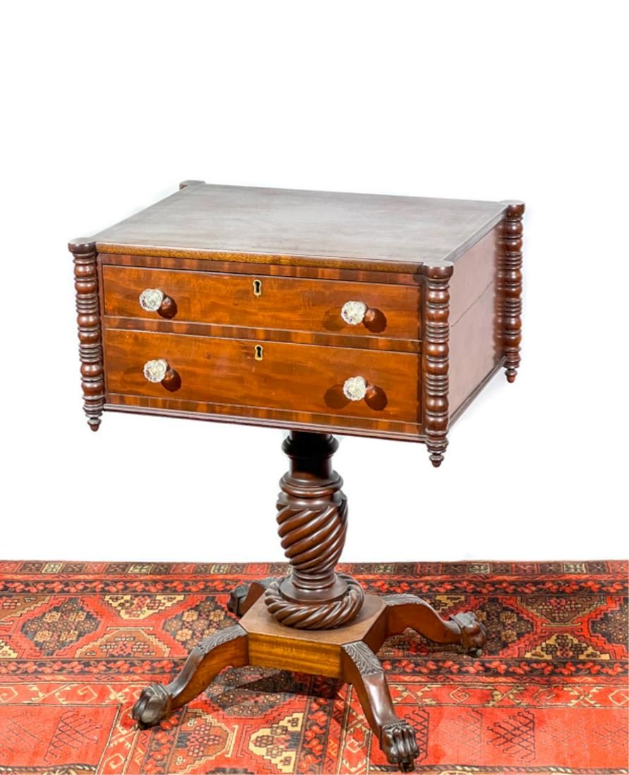 HEAVILY CARVED DUNCAN PHYFE STYLE WORK TABLE (1 of 17)