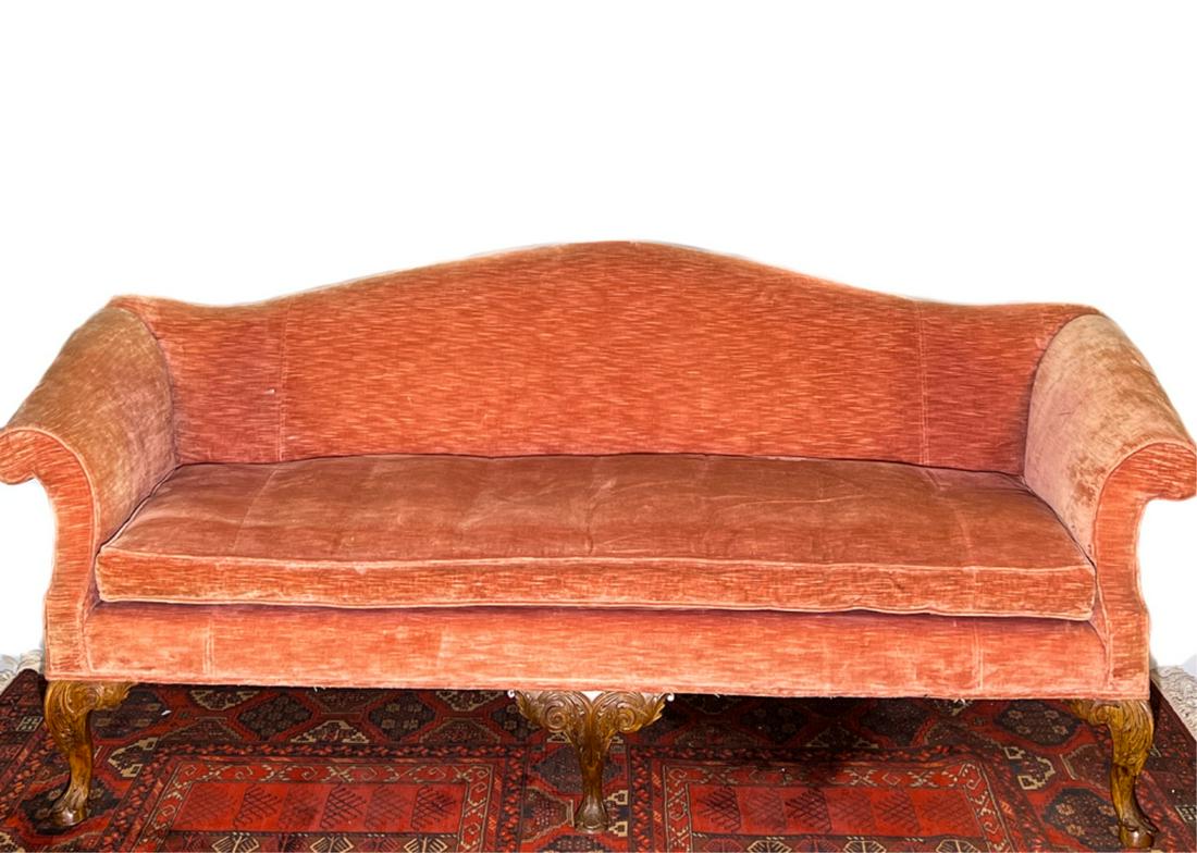 (19th C) WONDERFULLY CARVED GEORGIAN STYLE CAMELBACK SOFA (1 of 13)