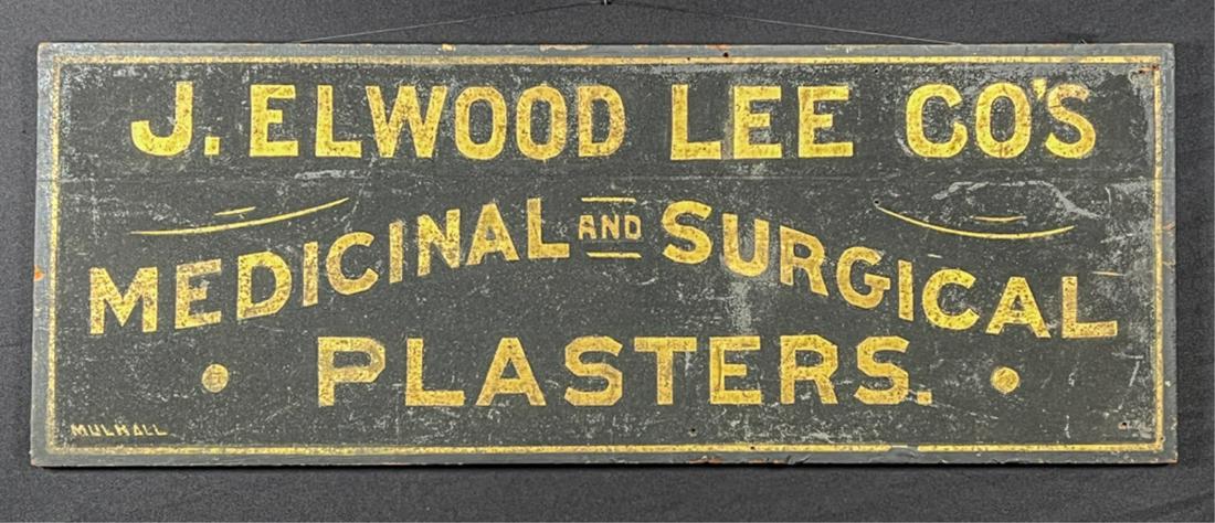 DOUBLE SIDED "J ELWOOD LEE"  APOTHECARY TRADE SIGN (1 of 13)