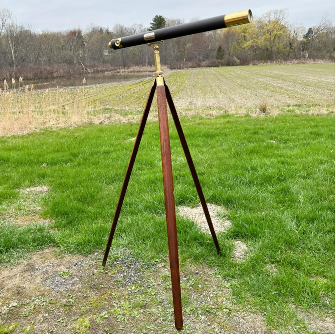 "EARL SPENCER KG" TARGET TELESCOPE w TRIPOD: Cased telescope with plaque reading "The National Rifle Association Target Telescope J.H. Steward 406-457 Strand 54 Cornhill London" and coat of arms with Motto. Case Marked "Earl SPencer KG". Tripod 