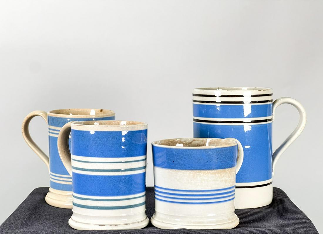 GROUP (4) BLUE BANDED MOCHAWARE MUGS (1 of 16)