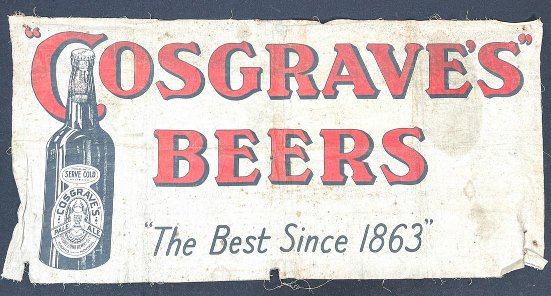 "COSGRAVE'S BEER" ADVERTISING SIGN ON LINEN (1 of 10)