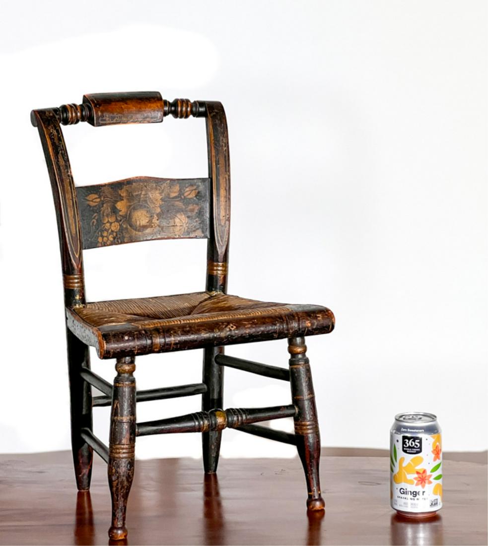 (19th C) HITCHCOCK CHILD'S CHAIR w RUSH SEAT (1 of 19)