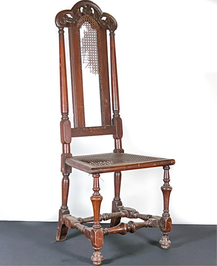 CARVED WILLIAM & MARY WALNUT HIGH BACK SIDE CHAIR (1 of 17)