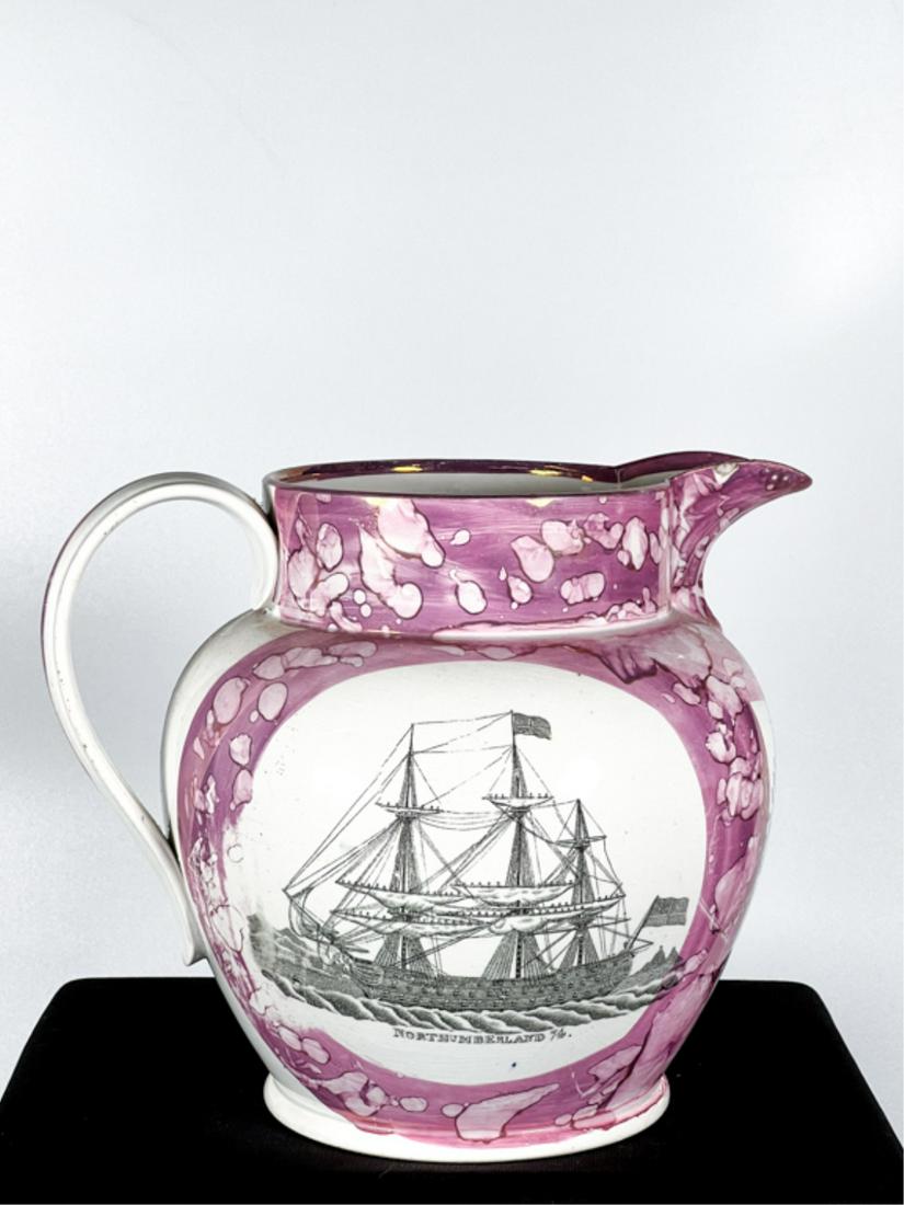 (19th c) SUNDERLAND LUSTREWARE MASONIC PITCHER (1 of 12)