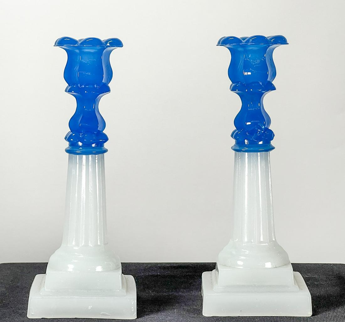 MT WASHINGTON CLAM BROTH & BLUE GLASS CANDLESTICKS (1 of 19)