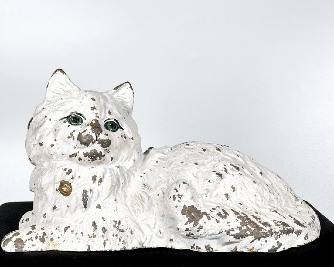 PAINTED CAST IRON HUBLEY FIRESIDE CAT DOORSTOP (1 of 7)
