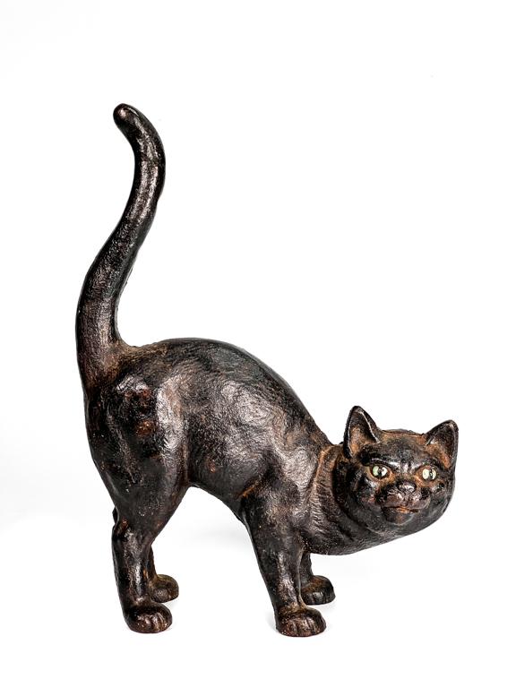 PAINTED CAST IRON "SCAREDY CAT" DOORSTOP (1 of 8)
