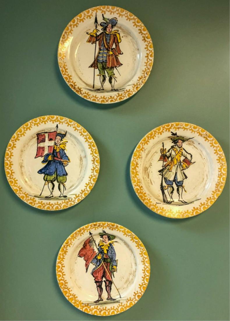 (4) SIGNED PORTUGUESE POTTERY PLATES w SOLDIERS (1 of 8)