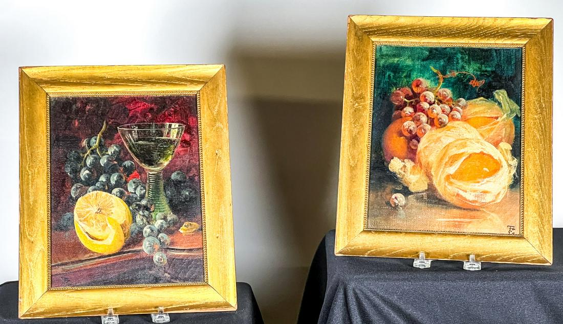 PAIR SIGNED EARLY (20thc) STILL LIFE PAINTINGS (1 of 11)