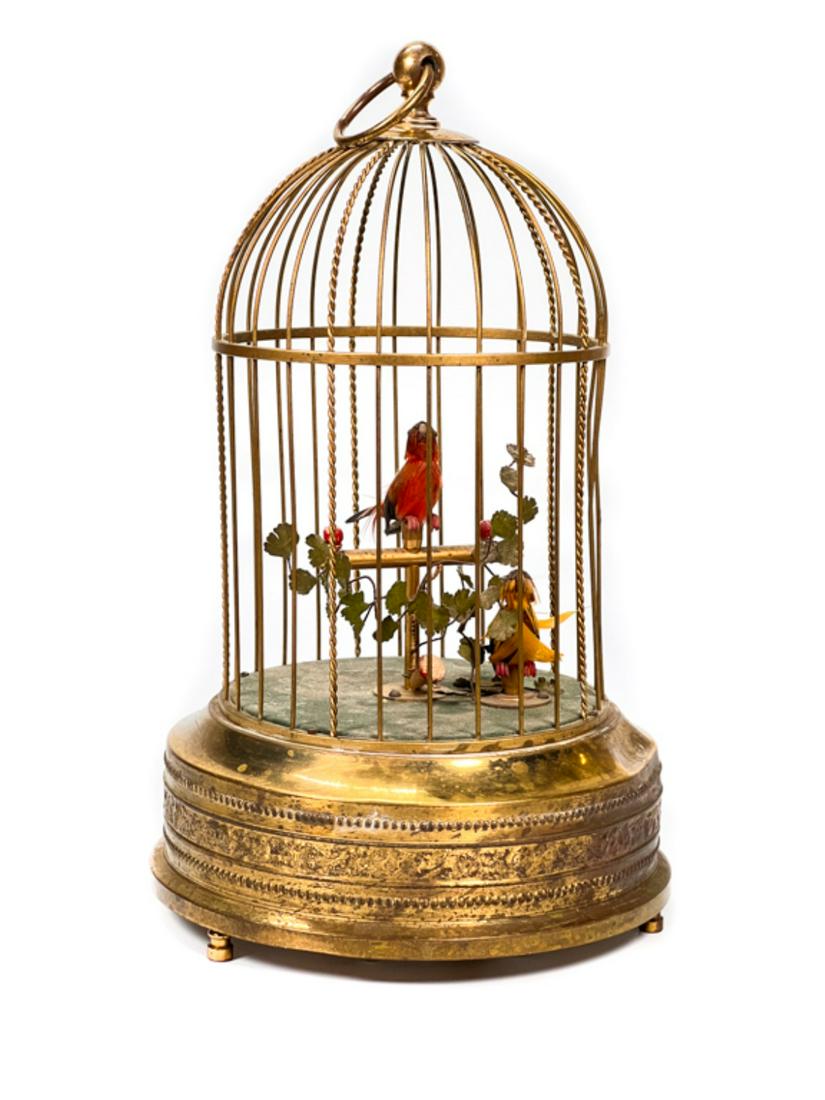 EARLY 20th C GERMAN AUTOMATON BIRDS IN CAGE (1 of 15)