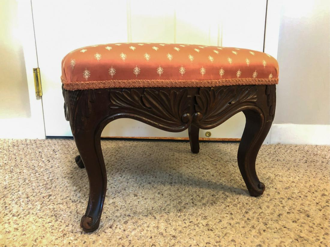 CARVED VICTORIAN MAHOGANY FOOTSTOOL (1 of 9)
