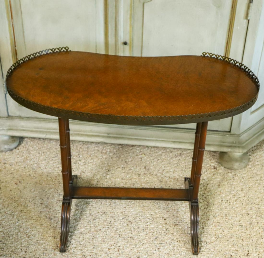 KIDNEY FORM SIDE TABLE w BRASS GALLERY (1 of 7)