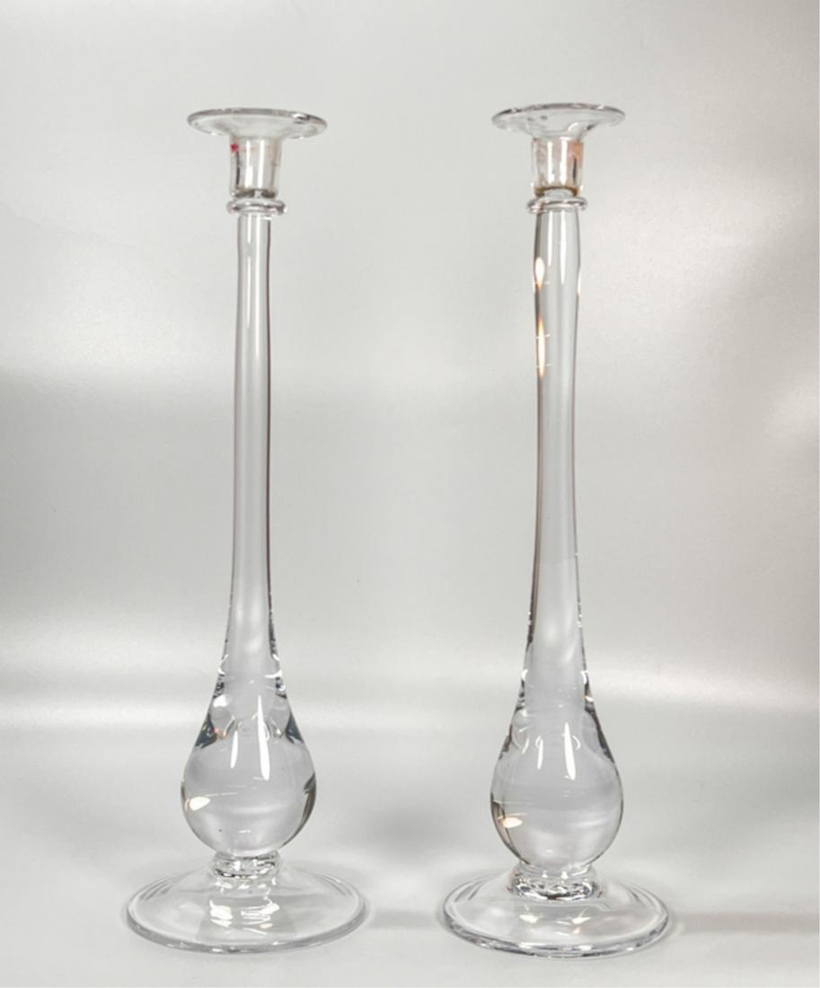 PAIR OF HANDBLOWN SIMON PEARCE CANDLESTICKS (1 of 12)