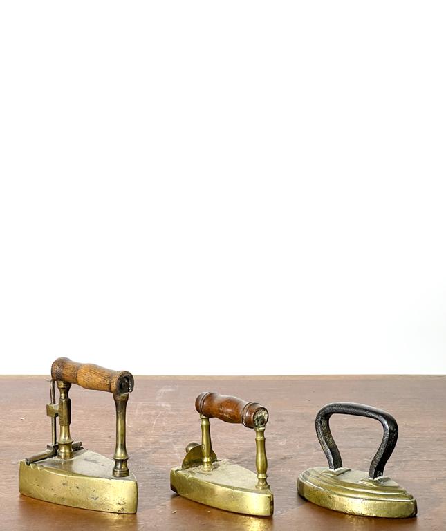 (3) INTERESTING & DIMINUTIVE BRASS SAD IRONS (1 of 4)