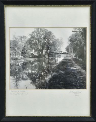 William O. Hoyt (1934) "Canal & Towpath": New Hope, Pennsylvania,signed L.R. Photograph, 7 1/2" x 9 1/2" Framed