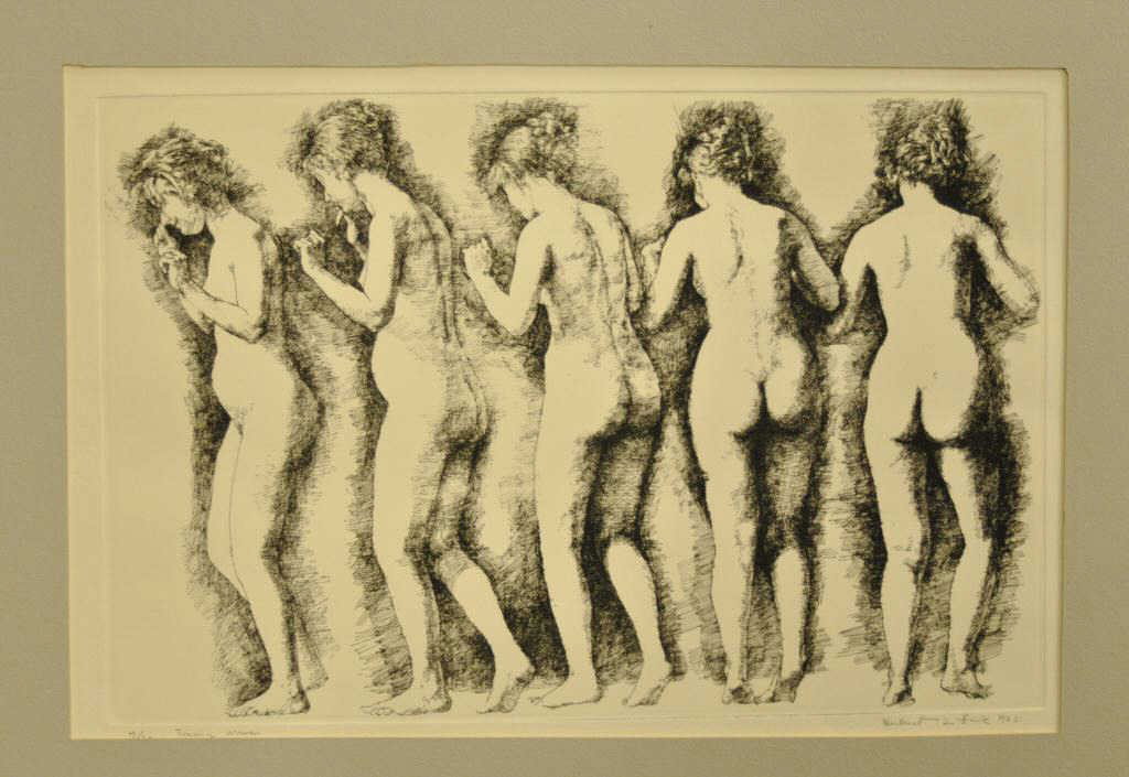 Herbert L Fink, American (b. 1931): Turning Woman 4/30, signed Herbert C Fink 1966, L.R. Etching, 11" x 17 1/2", Framed