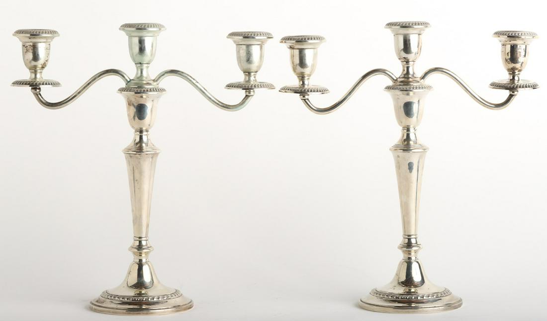 PAIR GORHAM WEIGHTED STERLING SILVER CANDELABRA (1 of 11)