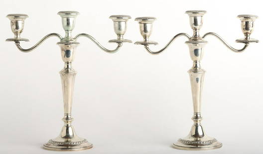 PAIR GORHAM WEIGHTED STERLING SILVER CANDELABRA: 12" tall Condition: Ref photos or call for more info Temp No 5005