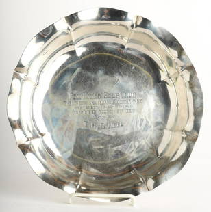 D. H. SALEM STERLING SILVER TROPHY DISH: Fox Hills Golf Club Twentieth Invitational Tournament - September of 1929. 10 3/4" diameter. 20.6 Oz. Troy Condition: Ref photos or call for more info Temp No 5009