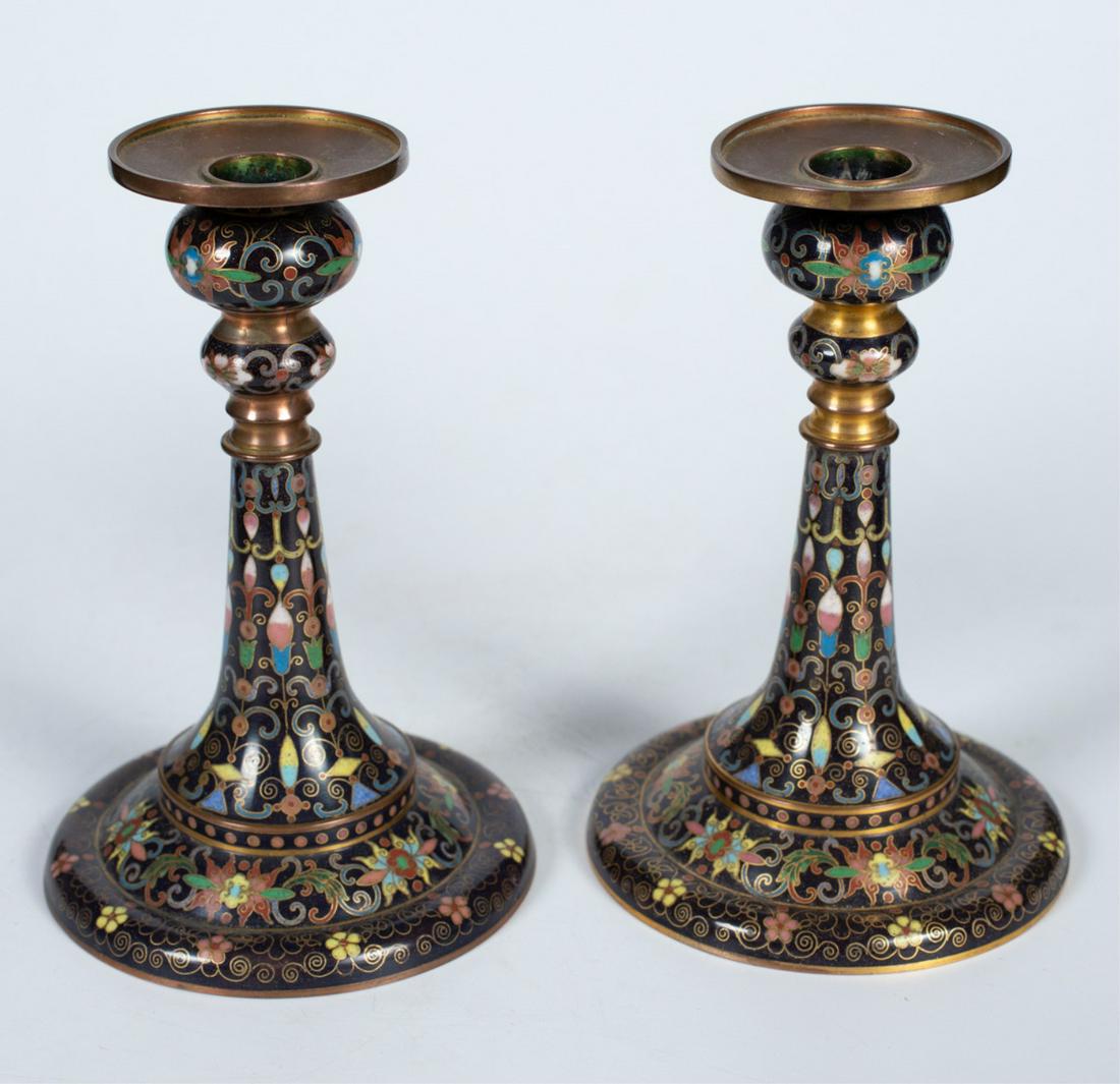 PAIR OF JAPANESE CLOISONNE CANDLESTICKS (1 of 6)