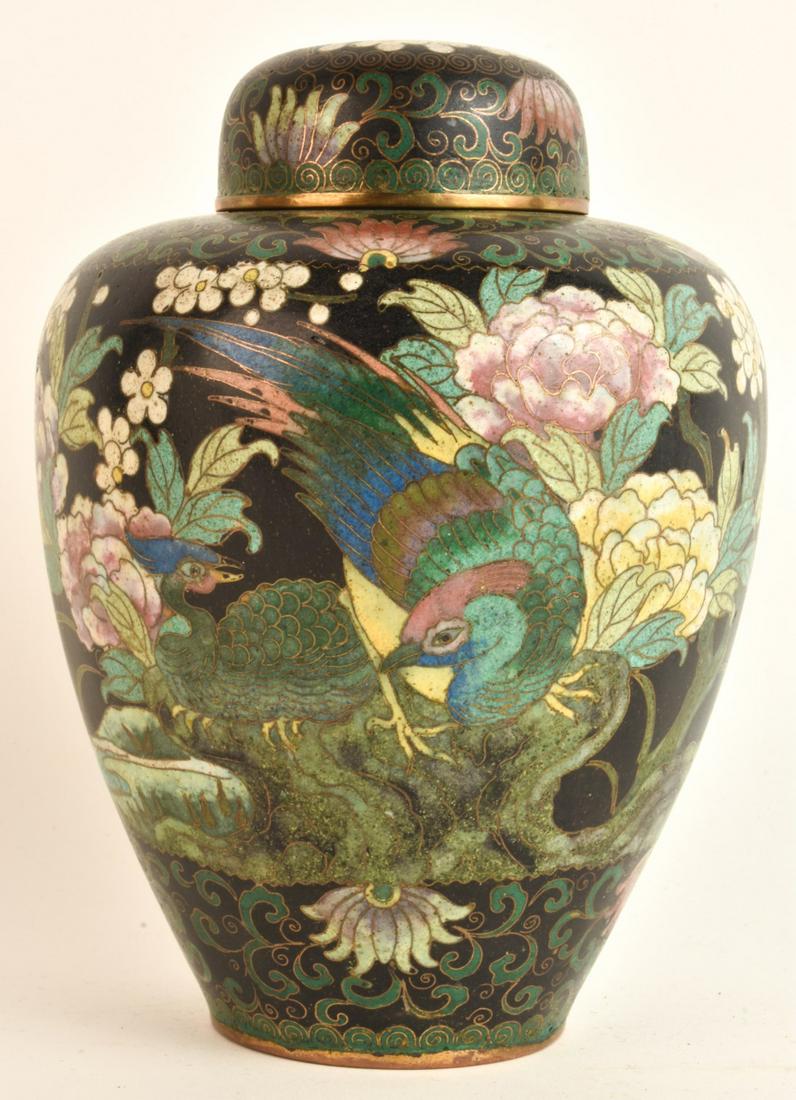 JAPANESE CLOISONNE ENAMEL GINGER JAR / Signed (1 of 17)