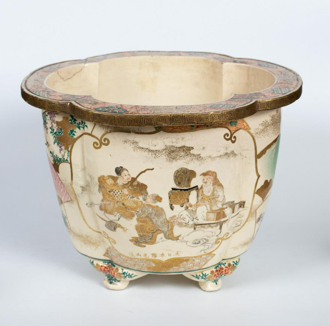 (19th c) LOBED JAPANESE SATSUMA JARDINIERE (1 of 9)