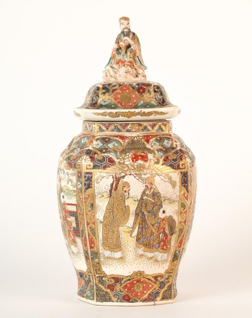 (19th c) FIGURAL JAPANESE SATSUMA URN (1 of 15)