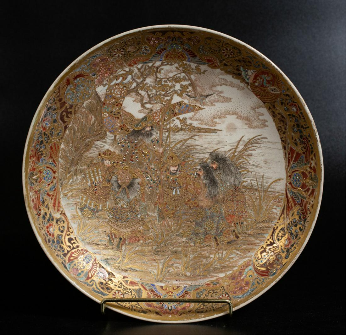 FINELY DECORATED (19th c) JAPANESE SATSUMA CHARGER (1 of 7)